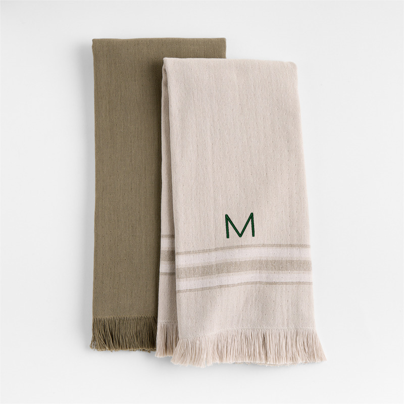 View Personalized Craft Sage Green Organic Cotton Dish Towels, Set of 2 details