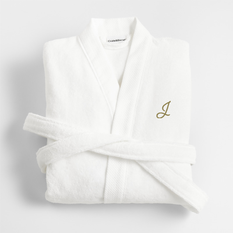 View Personalized Organic Turkish Cotton Crisp White Bath Robe S/M details