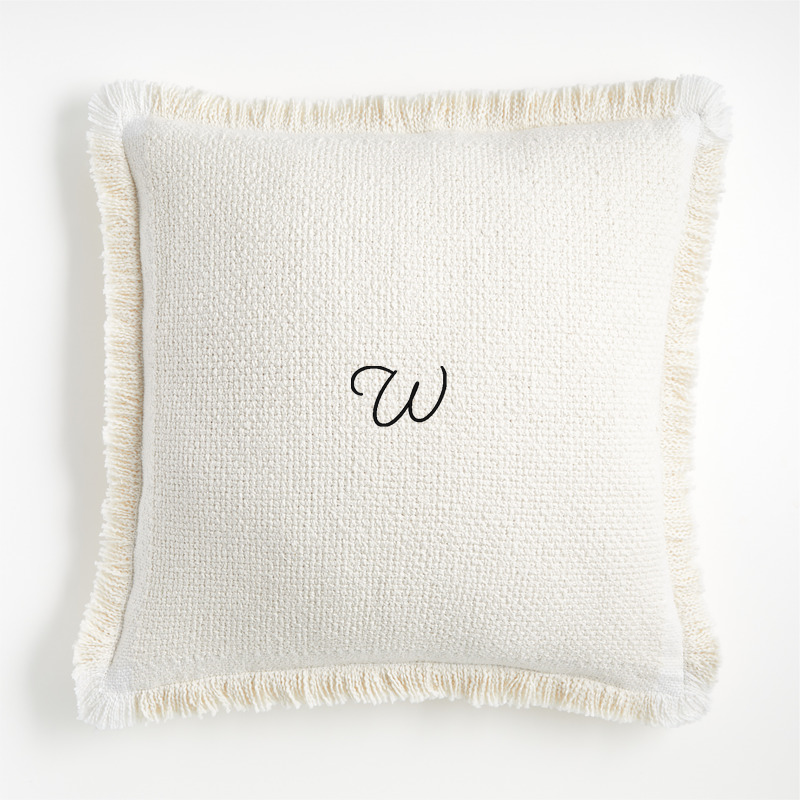 View Personalized Weekend Arctic Ivory Organic Cotton 23x23 Throw Pillow with Down-Alternative Insert details
