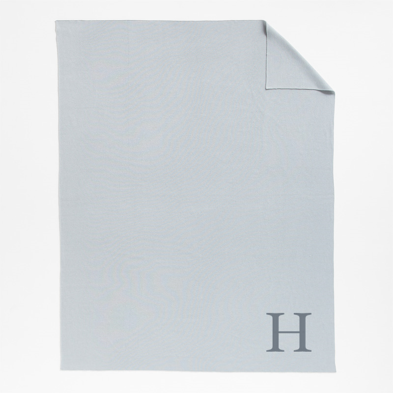 View Personalized Calda Chantilly 70"x55" Mist Blue Throw Blanket details