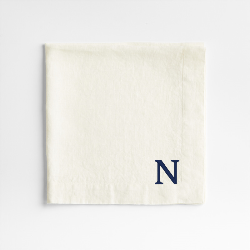 View Personalized Marin Arctic Ivory EUROPEAN FLAX ™-Certified Linen Napkin, Set of 4 details