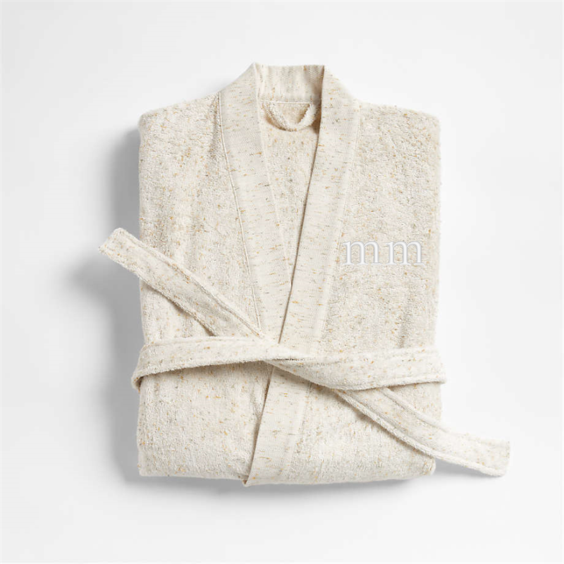 View Personalized Organic Large/Extra-Large Turkish Natural Beige Fleck Bathrobe details