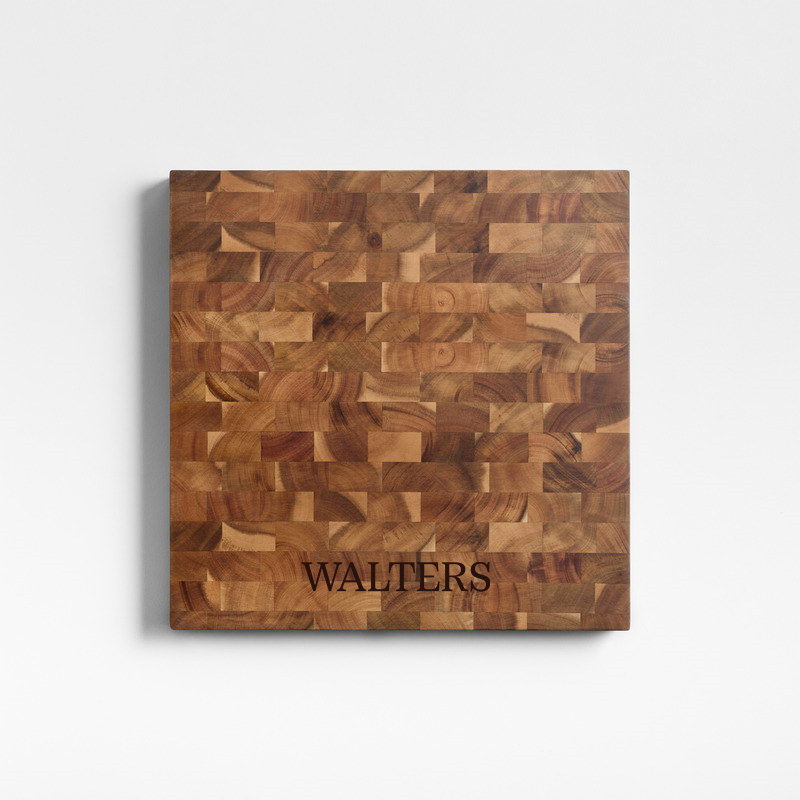 View Personalized Crate & Barrel Square Acacia End-Grain Cutting Board details