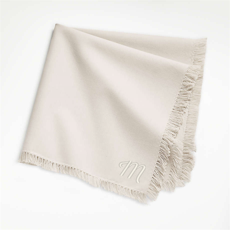 View Personalized Craft Birch Beige Organic Cotton Fringe Napkins, Set of 8 details