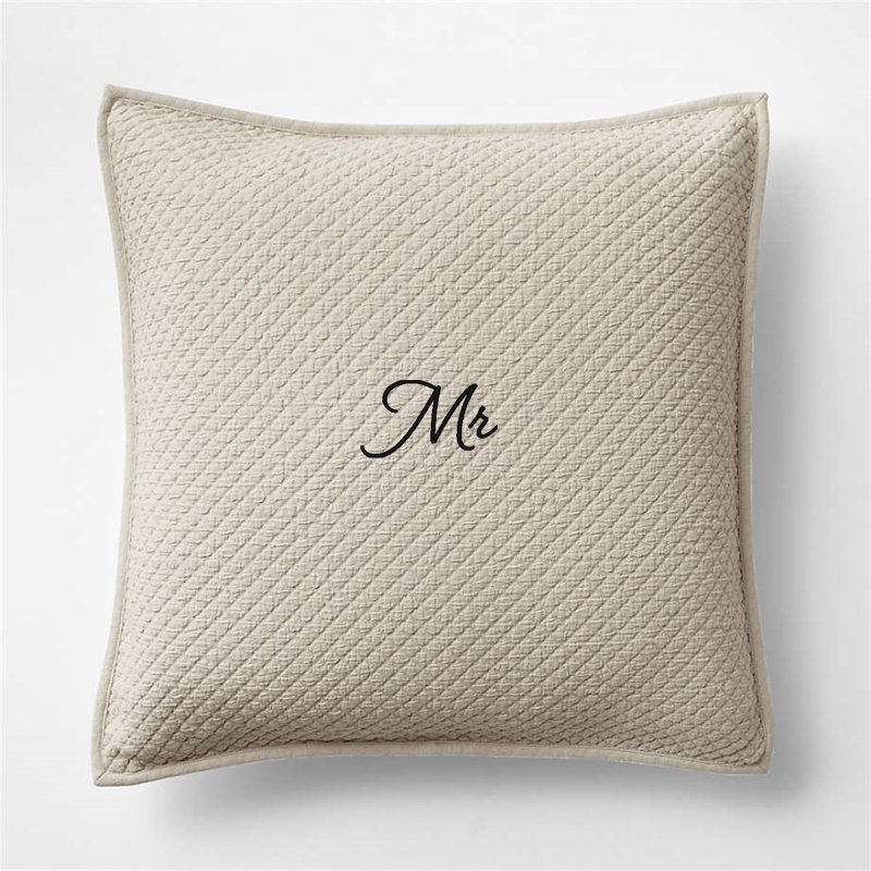 View Personalized Organic Cotton Sand Beige Euro Pillow Sham details