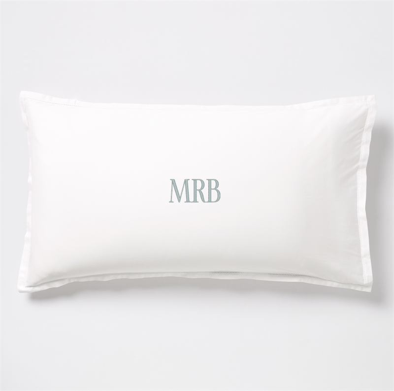 View Personalized Serene Washed Organic Cotton Sateen White King Bed Pillow Sham details