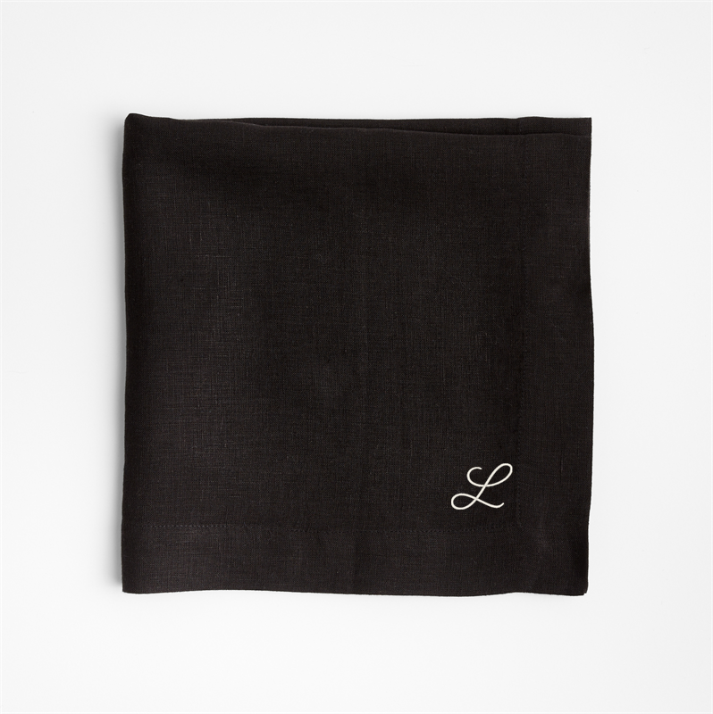 View Personalized Marin Ink Black EUROPEAN FLAX ™-Certified Linen Napkin, Set of 4 details