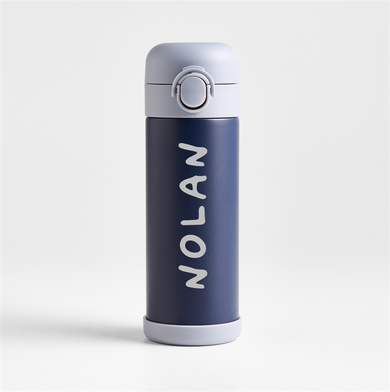 View Personalized Blue Colorblock Insulated Stainless Steel Kids Water Bottle with Straw details