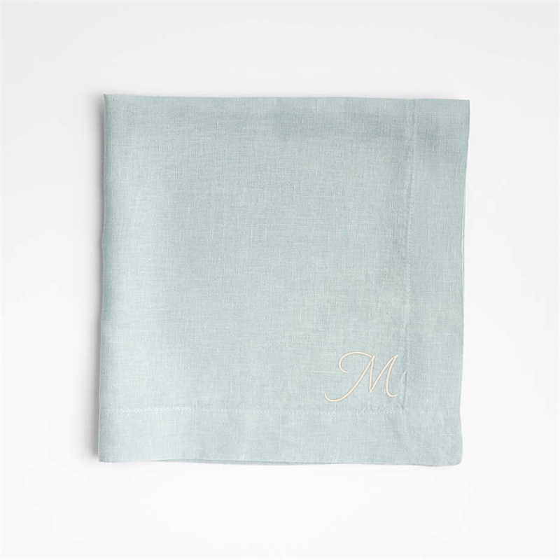 View Personalized Marin Quiet Blue EUROPEAN FLAX ™-Certified Linen Napkin, Set of 8 details