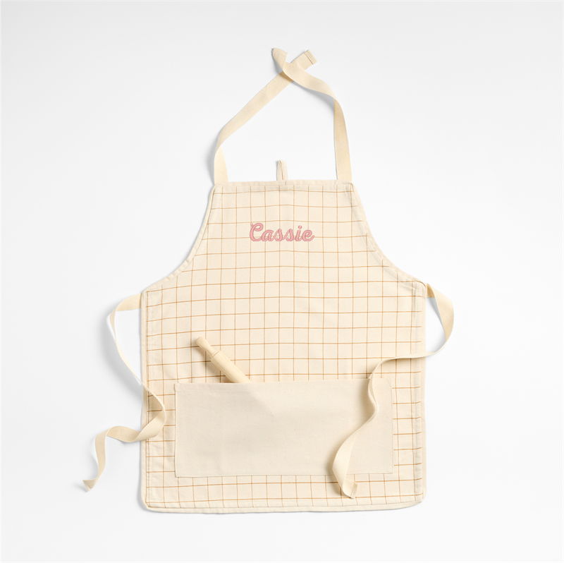 View Personalized Brown Grid Kids Chef Apron details