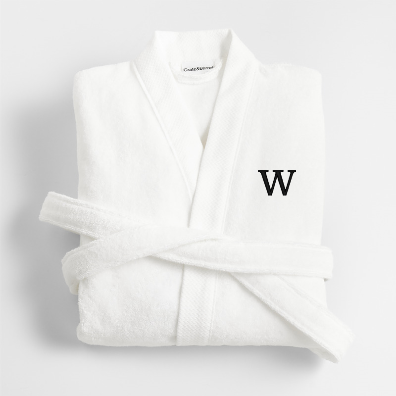 View Personalized Organic Turkish Cotton Crisp White Bath Robe L/XL details