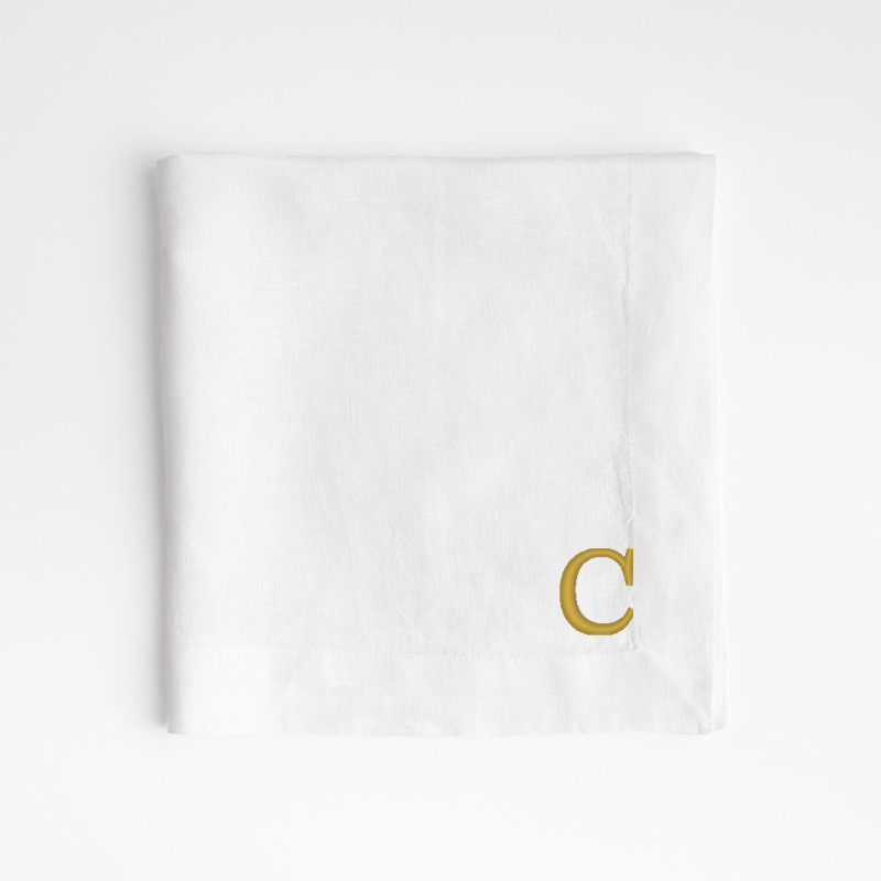 View Personalized Marin White EUROPEAN FLAX ™-Certified Linen Napkin details