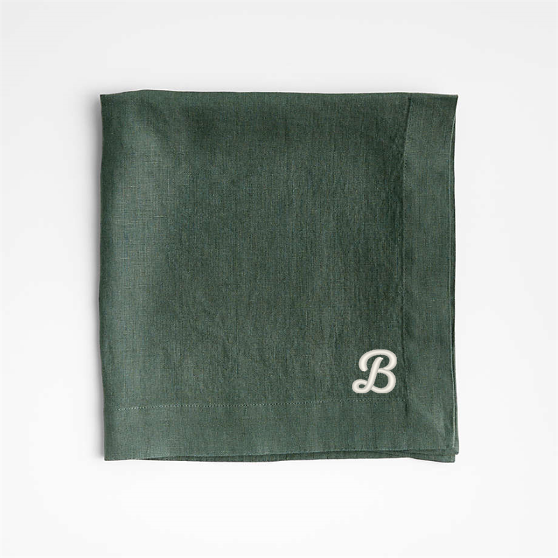 View Personalized Marin Pine Green EUROPEAN FLAX ™-Certified Linen Napkin, Set of 4 details