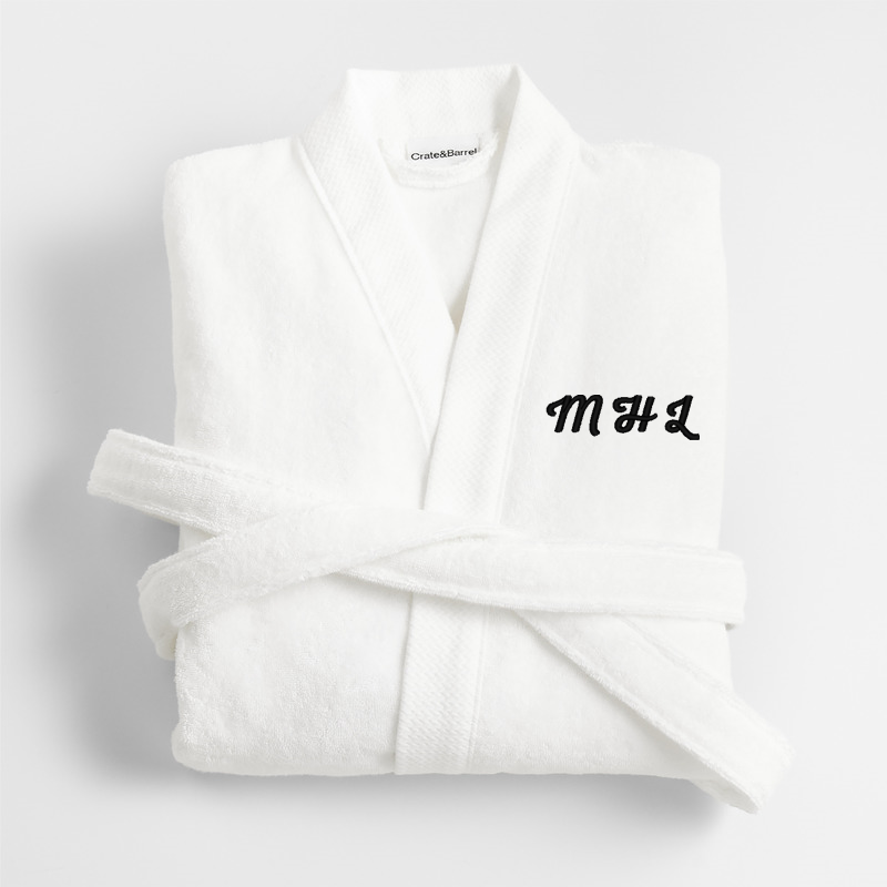 View Personalized Organic Turkish Cotton Crisp White Bath Robe S/M details