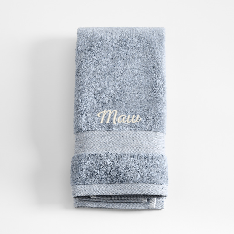 View Personalized Organic Turkish Cotton Fleck Smoke Blue Hand Towel details