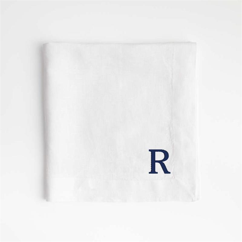 View Personalized Marin White EUROPEAN FLAX ™-Certified Linen Napkins, Set of 8 details