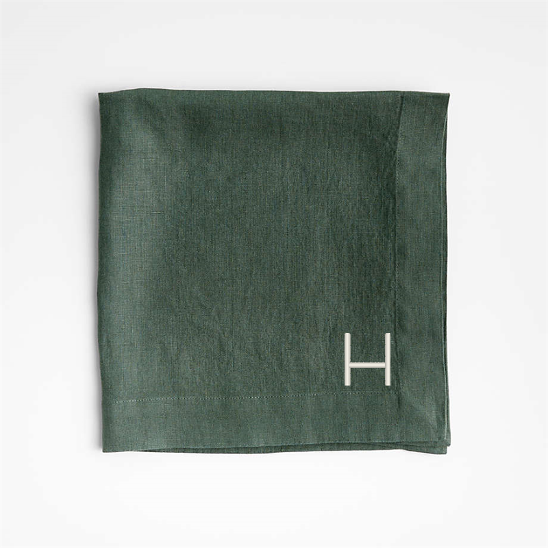 View Personalized Marin Pine Green EUROPEAN FLAX â„¢-Certified Linen Napkin, Set of 8 details