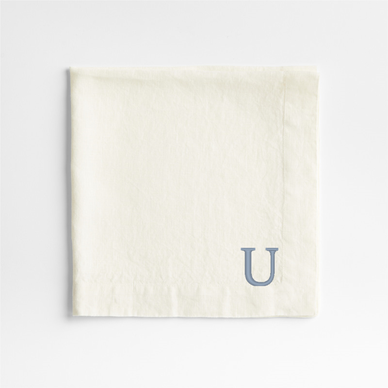 View Personalized Marin Arctic Ivory EUROPEAN FLAX ™-Certified Linen Napkin, Set of 8 details