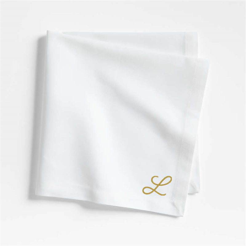 View Personalized Aspen Crisp White Organic Cotton Napkin, Set of 4 details