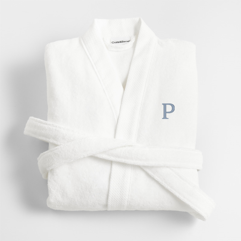 View Personalized Organic Turkish Cotton Crisp White Bath Robe L/XL details