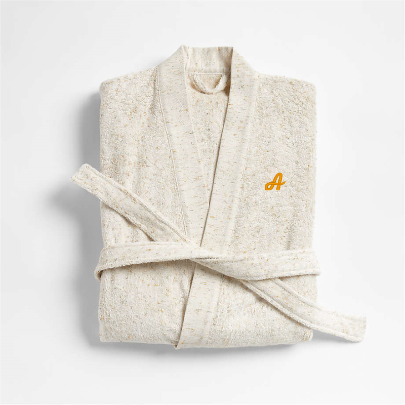 View Personalized Organic Small/Medium Turkish Natural Beige Fleck Bathrobe details
