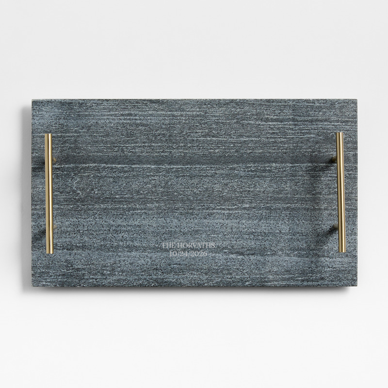 View Personalized Hayes Marble Serving Board with Handles details