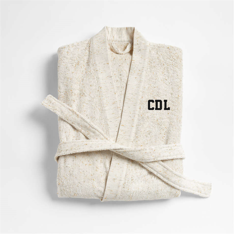 View Personalized Organic Large/Extra-Large Turkish Natural Beige Fleck Bathrobe details