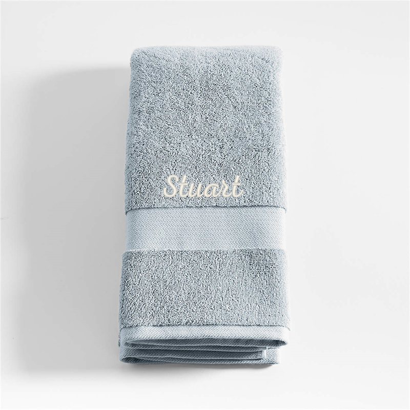 View Personalized Organic Turkish Cotton Mist Blue Hand Towel details