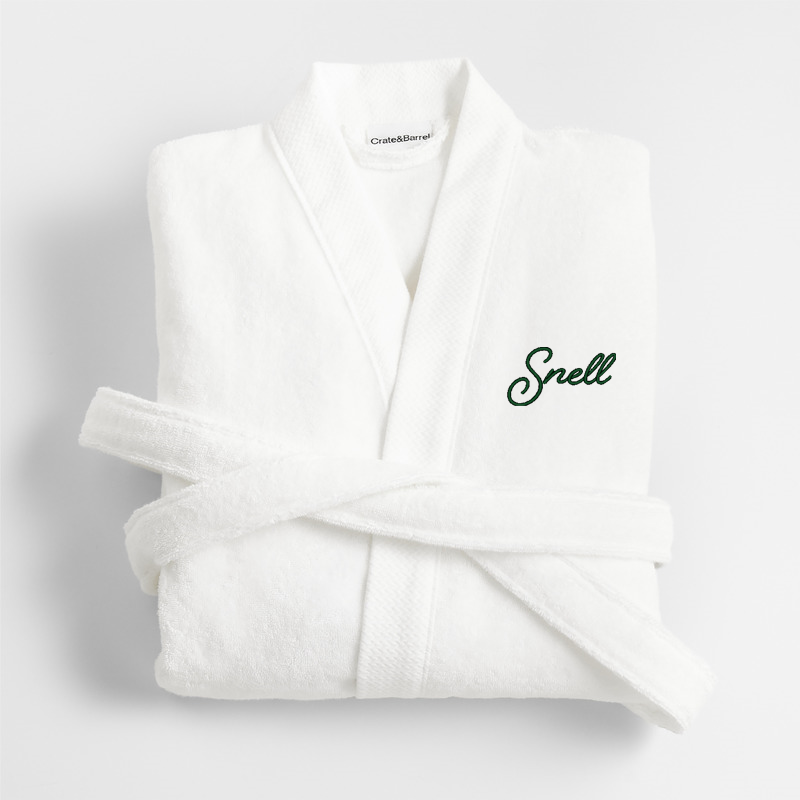View Personalized Organic Turkish Cotton Crisp White Bath Robe S/M details