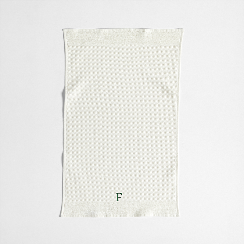 View Personalized Ivory Organic Waffle Hand Towel details