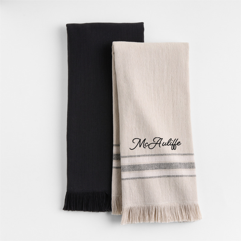 View Personalized Craft Ink Black Organic Cotton Dish Towels, Set of 2 details