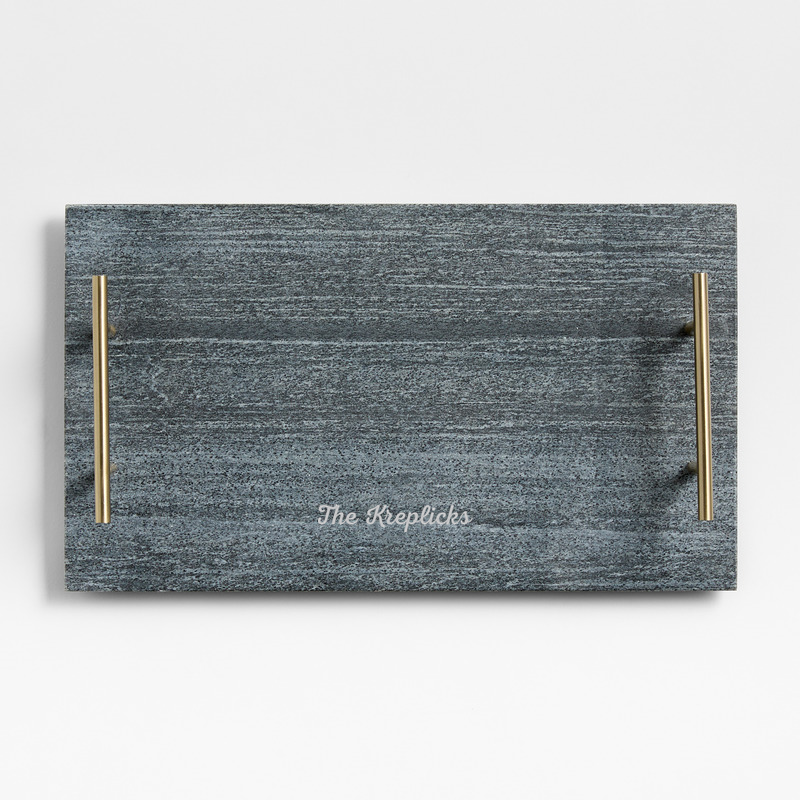 View Personalized Hayes Marble Serving Board with Handles details
