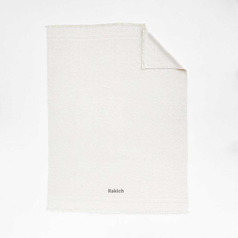 View Personalized Weekend Arctic Ivory Organic Cotton 70"x55" Fringe Throw Blanket details