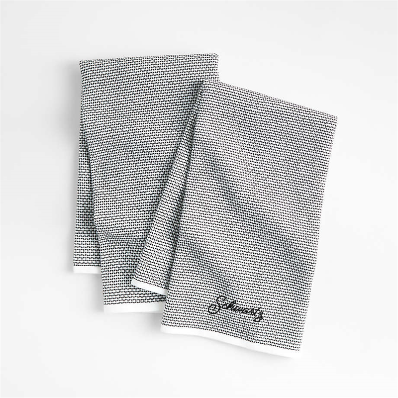 View Personalized Textured Terry Black Organic Cotton Kitchen Towels, Set of 2 details