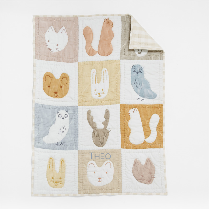 View Personalized Forest Animals 100% Organic Cotton Baby Crib Quilt details