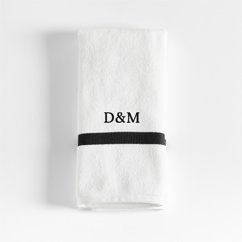 View Personalized Tuxedo Stripe Organic Cotton Ink Black Hand Towel details