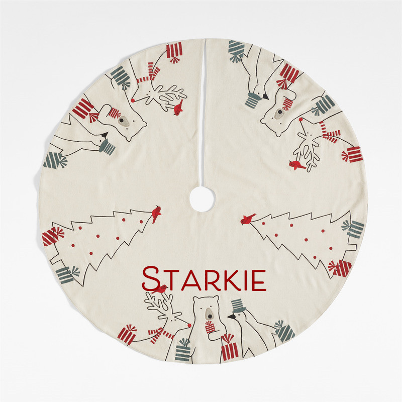 View Personalized Arctic Friends Wool Christmas Tree Skirt by Joan Anderson details