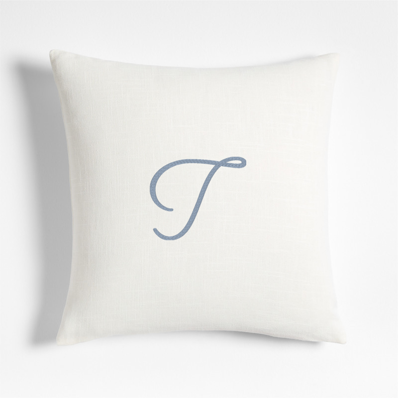 View Personalized Organic Cotton Monogrammable 20"x20" Pampas Ivory Throw Pillow with Down-Alternative Insert details