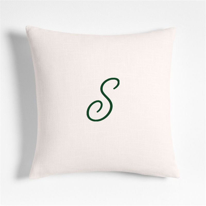 View Personalized Organic Cotton Monogrammable 20"x20" Pampas Ivory Throw Pillow Cover details