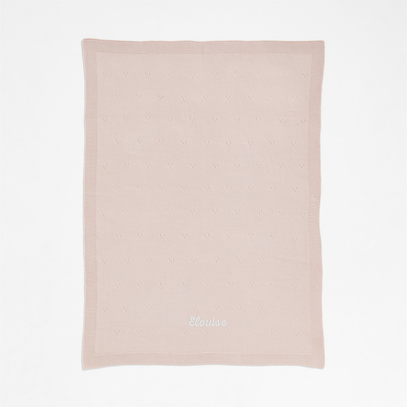 View Personalized Pointelle Knit Mauve Rose Baby Stroller Blanket details