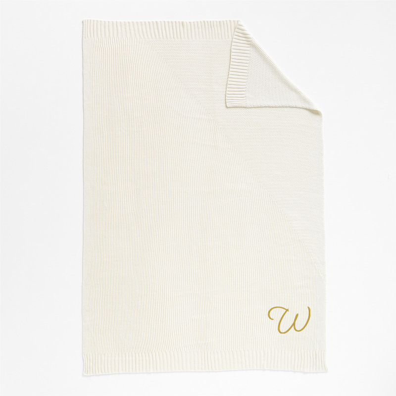 View Personalized Sweater Knit 70"x55" Cream White Throw Blanket details