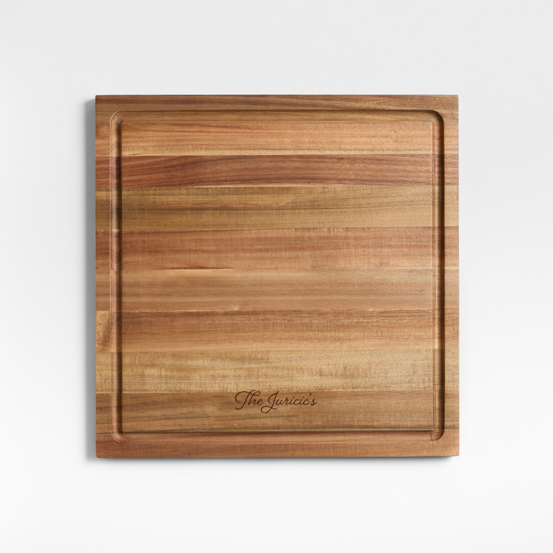 View Personalized Crate & Barrel Acacia Wood Cutting Board 16"x16"x0.75" details