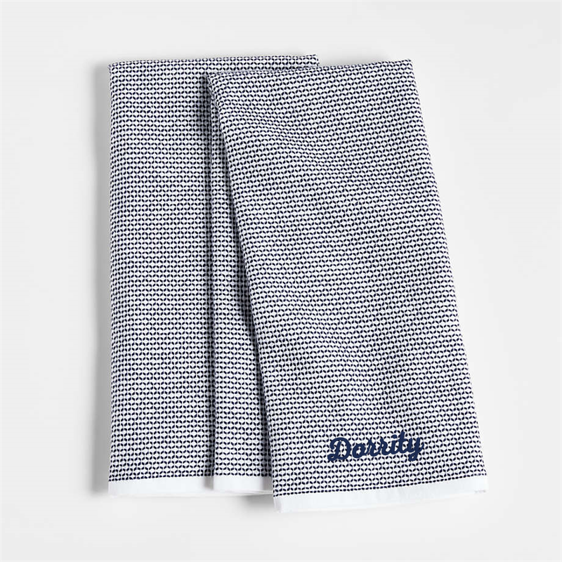 View Personalized Textured Terry Indigo Organic Cotton Kitchen Towels, Set of 2 details