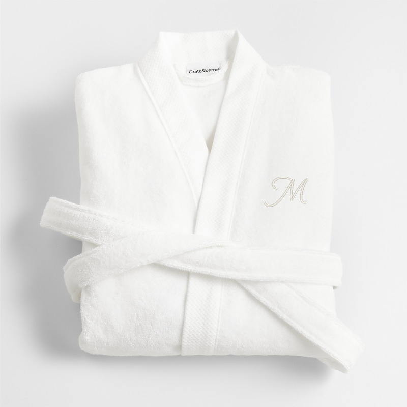 View Personalized Organic Turkish Cotton Crisp White Bath Robe S/M details