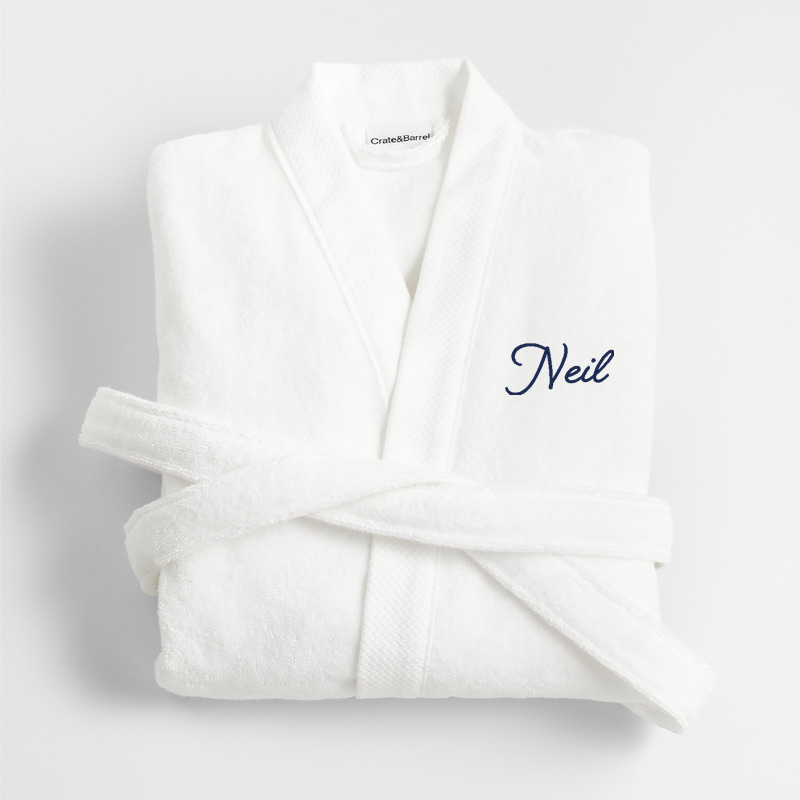 View Personalized Organic Turkish Cotton Crisp White Bath Robe L/XL details