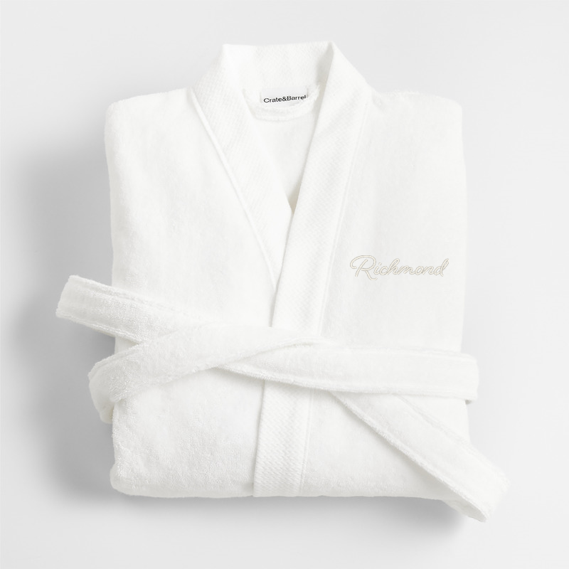 View Personalized Organic Turkish Cotton Crisp White Bath Robe S/M details