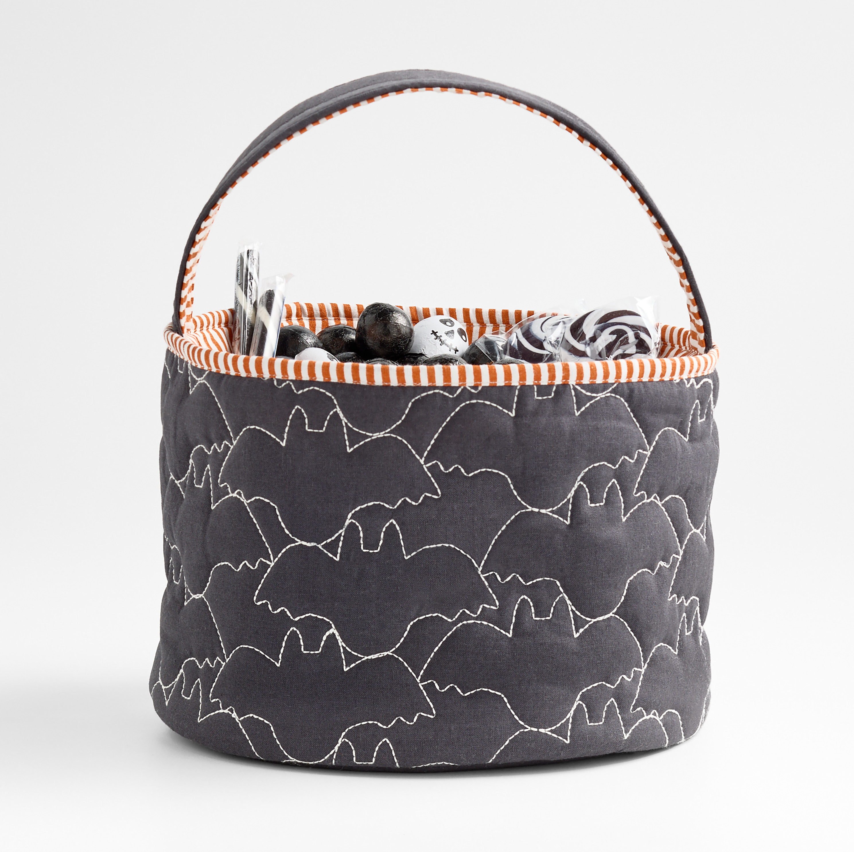 Black Bat Halloween Kids Treat Bag by Joan Anderson